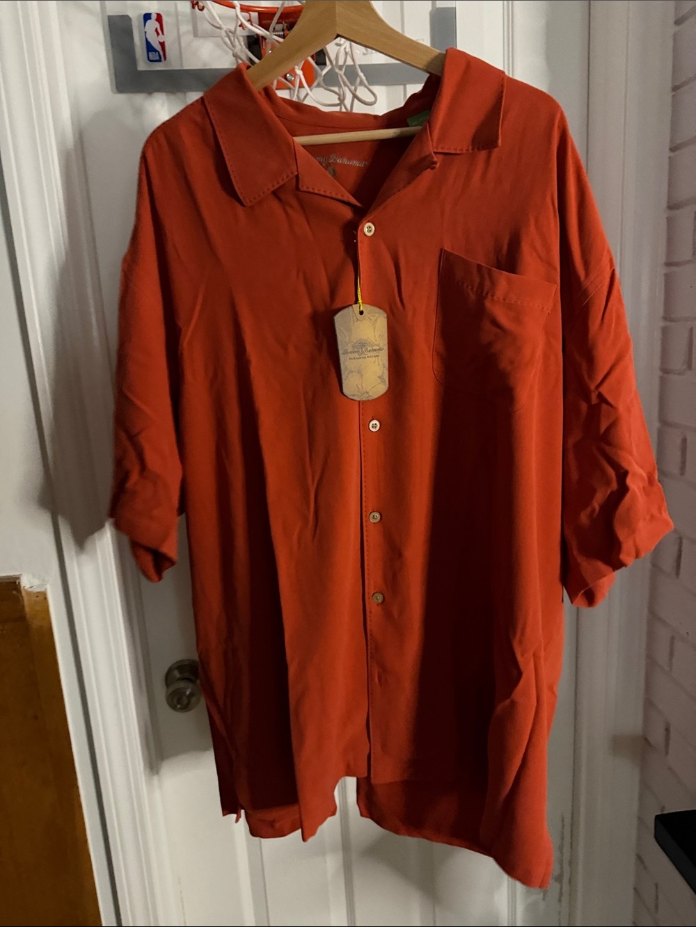 Tommy Bahama 100% Silk Rustic Orange Button Down, NWT